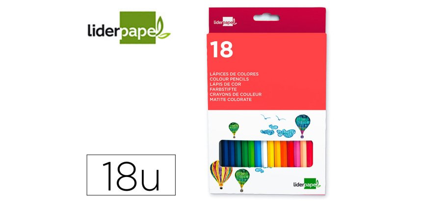 Lapices de colores liderpapel caja de 18 unidades colores surtidos