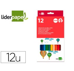 Lapices de colores liderpapel jumbo con sacapuntas caja de 12 unidades colores surtidos