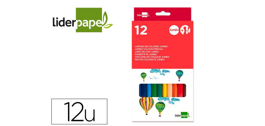 Lapices de colores liderpapel jumbo con sacapuntas caja de 12 unidades colores surtidos