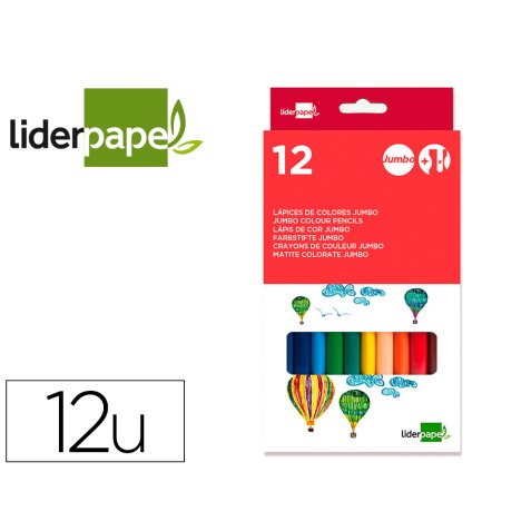 Lapices de colores liderpapel jumbo con sacapuntas caja de 12 unidades colores surtidos