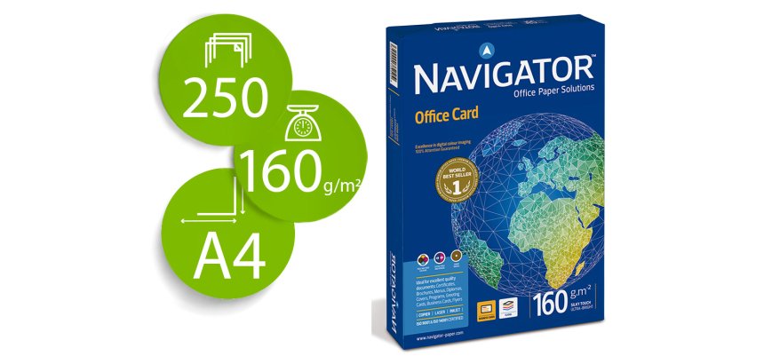 Papel fotocopiadora navigator din a4 160 gramos papel multiuso ink-jet y laser paquete de 250 hojas