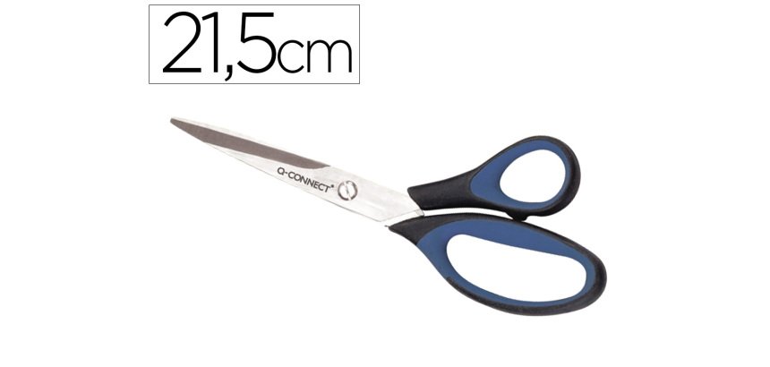 Tijera oficina q-connect mango caucho 8\" 21'5 cm blister de seguridad