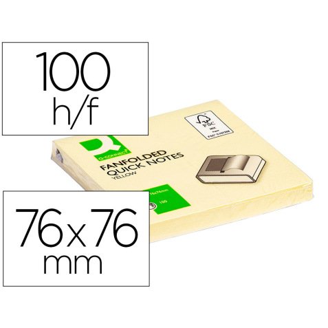 Bloc de notas adhesivas quita y pon q-connect 76x76 mm zig-zag