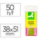 Bloc de notas adhesivas quita y pon q-connect 38x51 mm neon pack de 3 unidades con 50 hojas por color