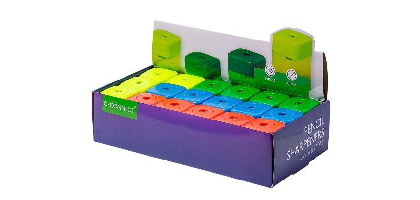 Sacapuntas q-connect metalico 1 uso con deposito