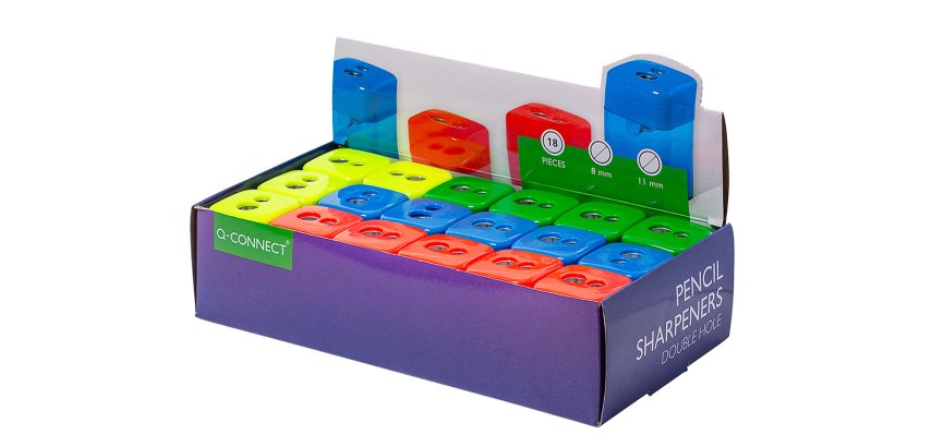Sacapuntas q-connect metalico 2 usos con deposito