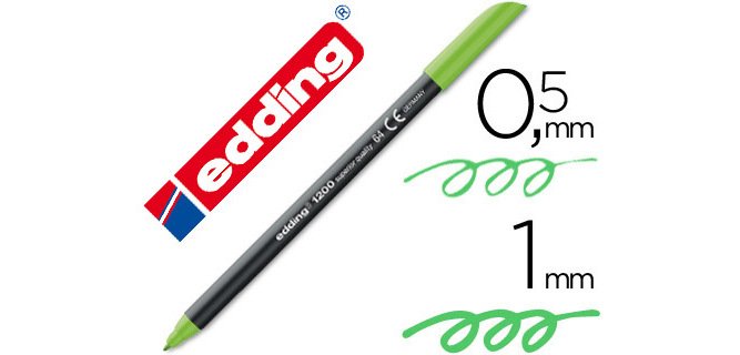 Rotulador edding punta fibra 1200 verde neon n.64 punta de fibra 0,5 mm
