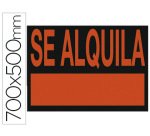 Cartel plastico archivo 2000 \"se alquila\" rojo fluorescente 700x500 mm