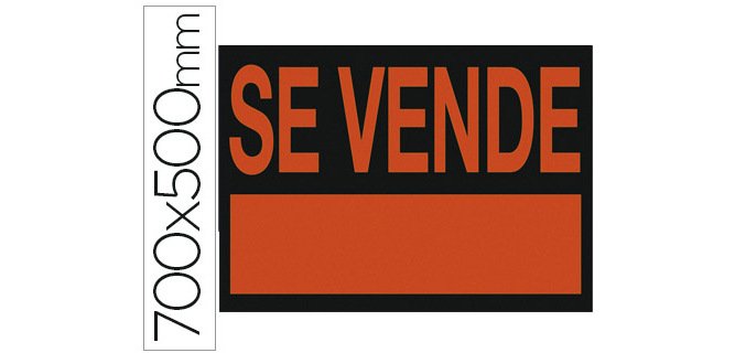 Cartel plastico archivo 2000 \"se vende\" rojo fotoluminiscente 700x500 mm
