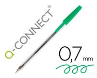 Boligrafo transparente q-connect verde medio kf01043
