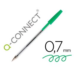 Boligrafo transparente q-connect verde medio kf01043