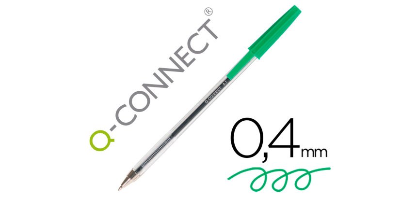 Boligrafo transparente q-connect verde medio kf01043