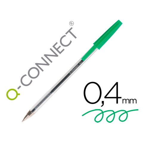 Boligrafo transparente q-connect verde medio kf01043
