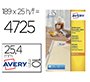 Etiqueta adhesiva avery removible tamaño 25,4x10 mm caja de 4725 unidades