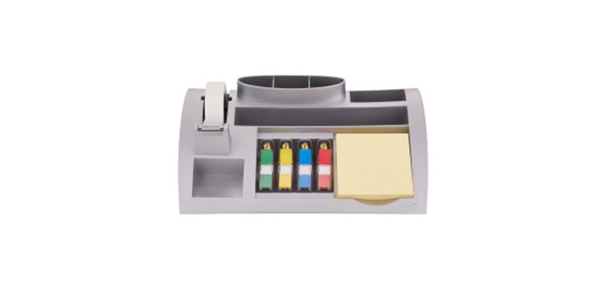 Organizador de sobremesa 3m c-50 incluye bloc de notas rollo de cinta scotch 4 dispensadores de banderitas