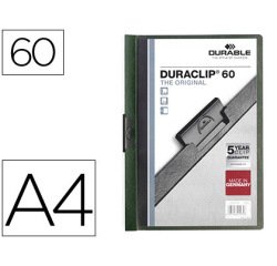 Carpeta duraclip dossier pinza lateral verde oscuro capacidad 60 hojas