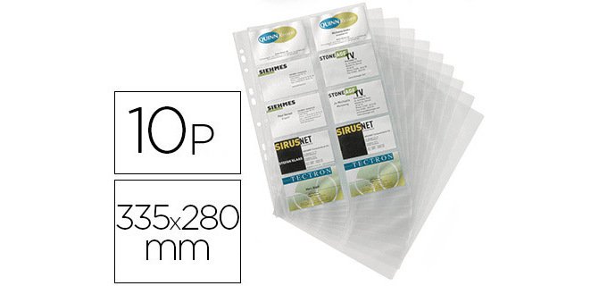 Recambio fundas visifix para tarjetero 2384 bolsa de 10 hojas capacidad 20 tarjetas por hoja
