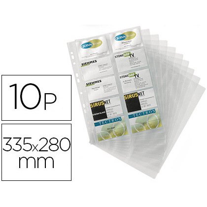 Recambio fundas visifix para tarjetero 2384 bolsa de 10 hojas capacidad 20 tarjetas por hoja