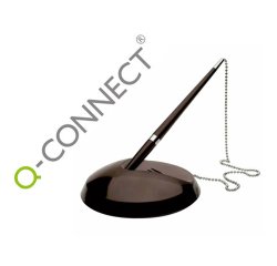 Boligrafo extensible q-connect con cadena metalica y soporte adhesivo