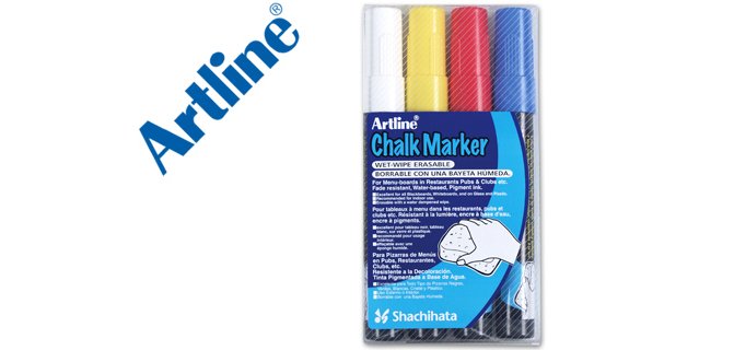 Rotulador artline pizarra verde negra epw-4-st bolsa de 4 unidades colores surtidos