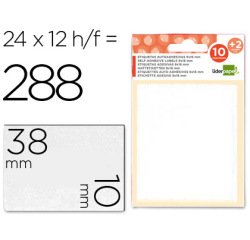 Etiquetas liderpapel sobre de 10 h. + 2 h. obsequio 10x38 mm -21 unidades por hoja