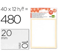 Etiquetas liderpapel sobre de 10 h. + 2 h. obsequio 10x20 mm -35 unidades por hoja