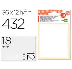 Etiquetas liderpapel sobre de 10 h. + 2 h. obsequio 12x18 mm -36 unidades por hoja