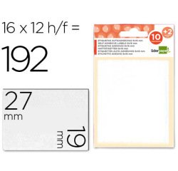 Etiquetas liderpapel sobre de 10 h. + 2 h. obsequio 19x27 mm -16 unidades por hoja