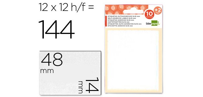 Etiquetas liderpapel sobre de 10 h. + 2 h. obsequio 14x48 mm -10 unidades por hoja