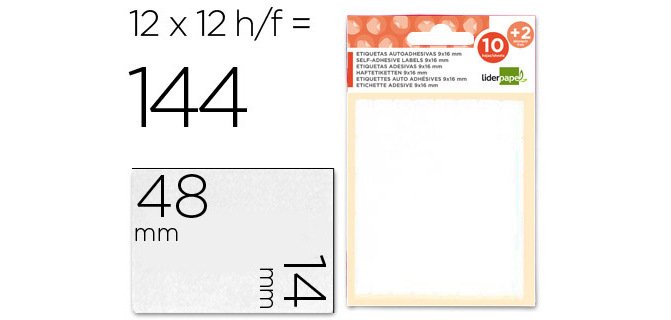 Etiquetas liderpapel sobre de 10 h. + 2 h. obsequio 14x48 mm -10 unidades por hoja
