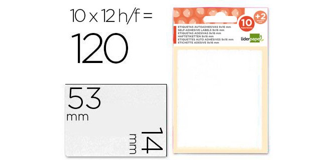 Etiquetas liderpapel sobre de 10 h. + 2 h. obsequio 14x53 mm -10 unidades por hoja