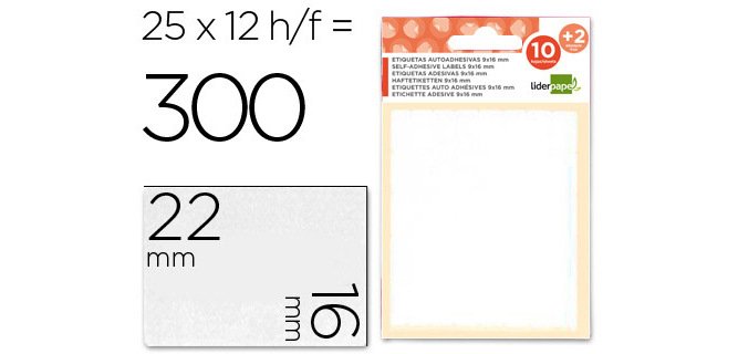 Etiquetas liderpapel sobre de 10 h. + 2 h. obsequio 16x22 mm -25 unidades por hoja