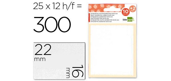 Etiquetas liderpapel sobre de 10 h. + 2 h. obsequio 16x22 mm -25 unidades por hoja