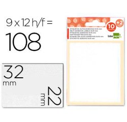 Etiquetas liderpapel sobre de 10 h. + 2 h. obsequio 22x32 mm -9 unidades por hoja