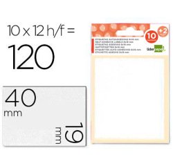 Etiquetas liderpapel sobre de 10 h. + 2 h. obsequio 19x40 mm -10 unidades por hoja