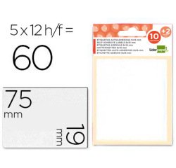 Etiquetas liderpapel sobre de 10 h. + 2 h. obsequio 19x75 mm -5 unidades por hoja