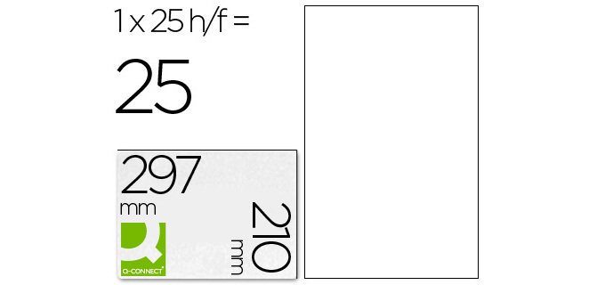 Etiqueta adhesiva q-connect kf00228 -tamaño din a4 -para ink-jet -transparente -caja con 25 hojas din-a4