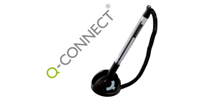 Boligrafo extensible q-connect con cadena plastico y soporte adhesivo