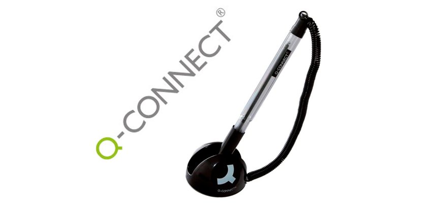 Boligrafo extensible q-connect con cadena plastico y soporte adhesivo