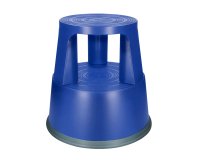 Taburete q-connect ruedas retractiles tres ruedas dos niveles color azul