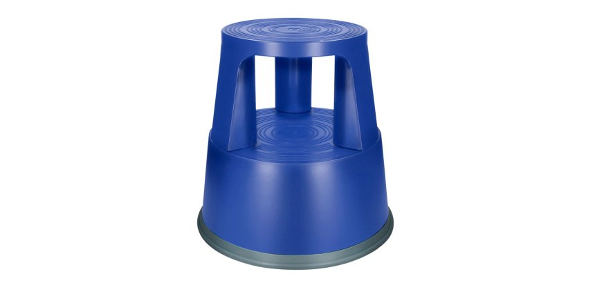 Taburete q-connect ruedas retractiles tres ruedas dos niveles color azul