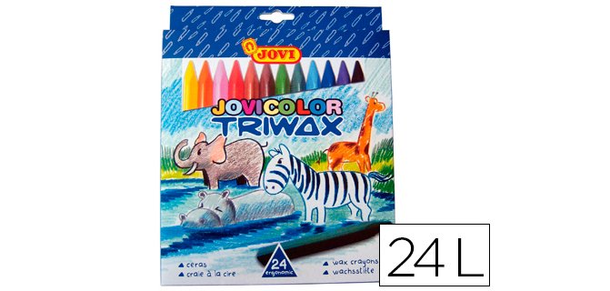 Lapices cera jovicolor triangular triwax 24 unidades colores surtidos
