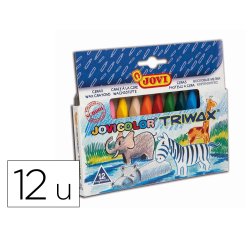 Lapices cera jovicolor triangular triwax 12 unidades colores surtidos