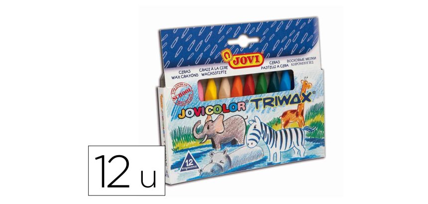 Lapices cera jovicolor triangular triwax 12 unidades colores surtidos