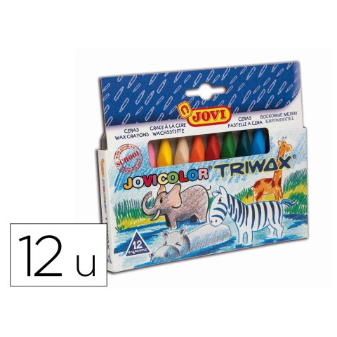 Lapices cera jovicolor triangular triwax 12 unidades colores surtidos