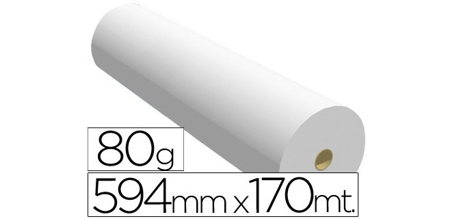 Papel reprografia ppc para plotter 594x170mt 80 g