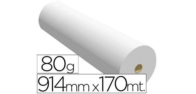 Papel reprografía ppc para planos 914 mm x 170 m 80 g