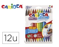 Rotulador carioca birello doble punta caja de 12 unidades colores surtidos