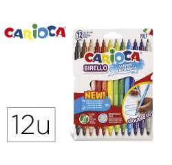 Rotulador carioca birello doble punta caja de 12 unidades colores surtidos
