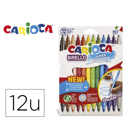 Rotulador carioca birello bipunta caja de 12 colores surtidos